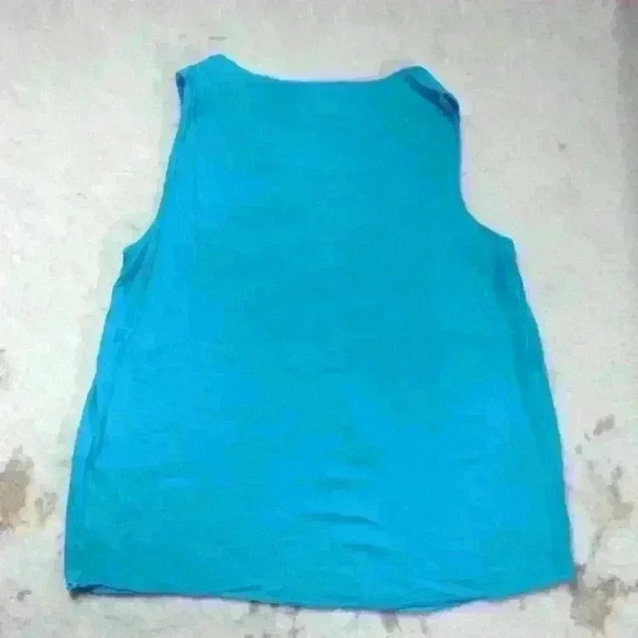 ST. JOHN'S BAY Blue Floaty Crepe Sleeveless Long A-Line Tank Top Women Medium - Picture 8 of 8